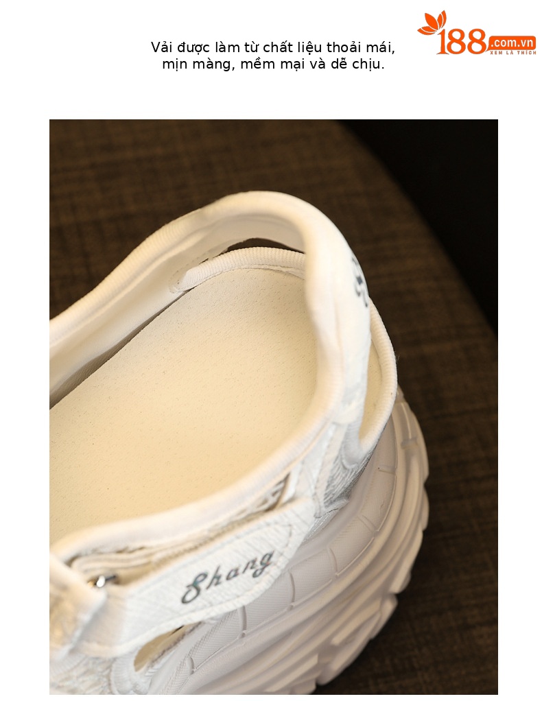 Giày sneaker nữ đế dày tăng chiều cao, dán Magic Stick, thoáng khí — màu trắng chi tiết 8