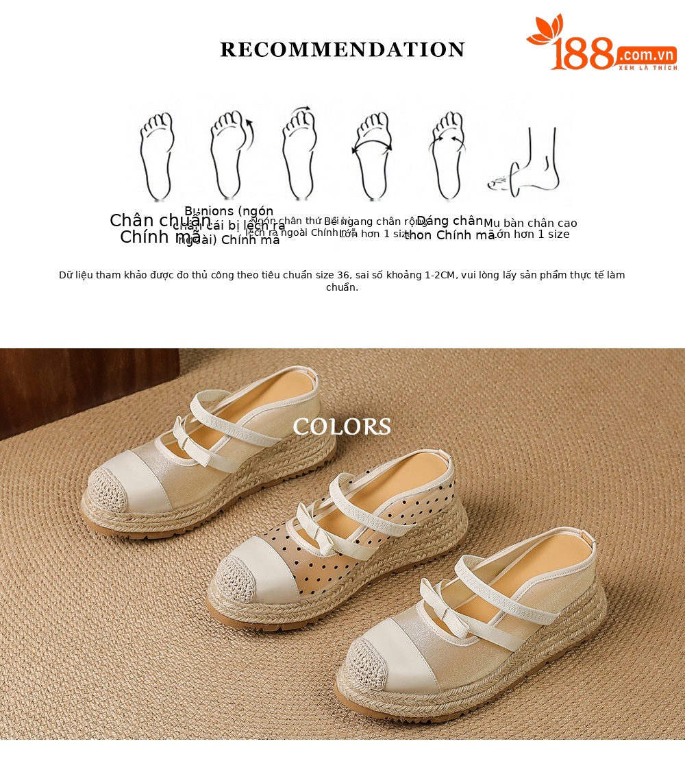 Mule nữ mũi nhọn bít đế xuồng cao gót 5 cm phong cách boho — màu trắng ngà, Chấm bi trắng kem chi tiết 3
