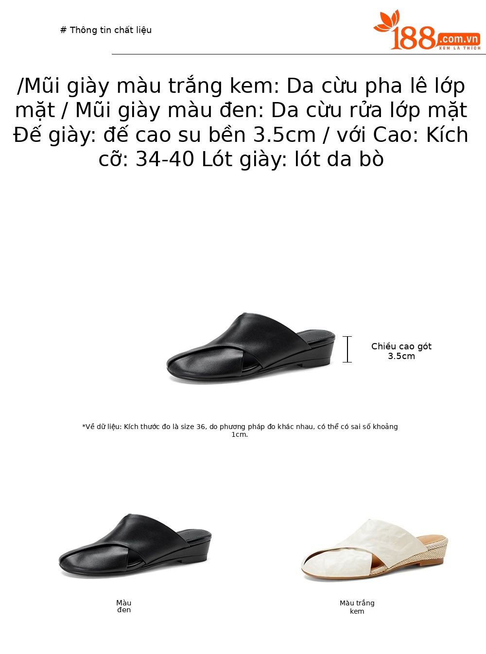 Dép mule nữ da cừu mũi trùm gót thấp hở gót, phong cách Muller đi ngoài trời — đen chi tiết 3