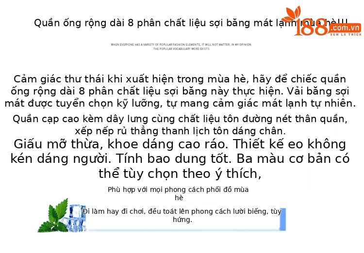 Quần culottes nữ ống rộng cạp cao suông rủ dáng dài 9 phân chất liệu lụa mát mùa hè — màu đen chi tiết 3