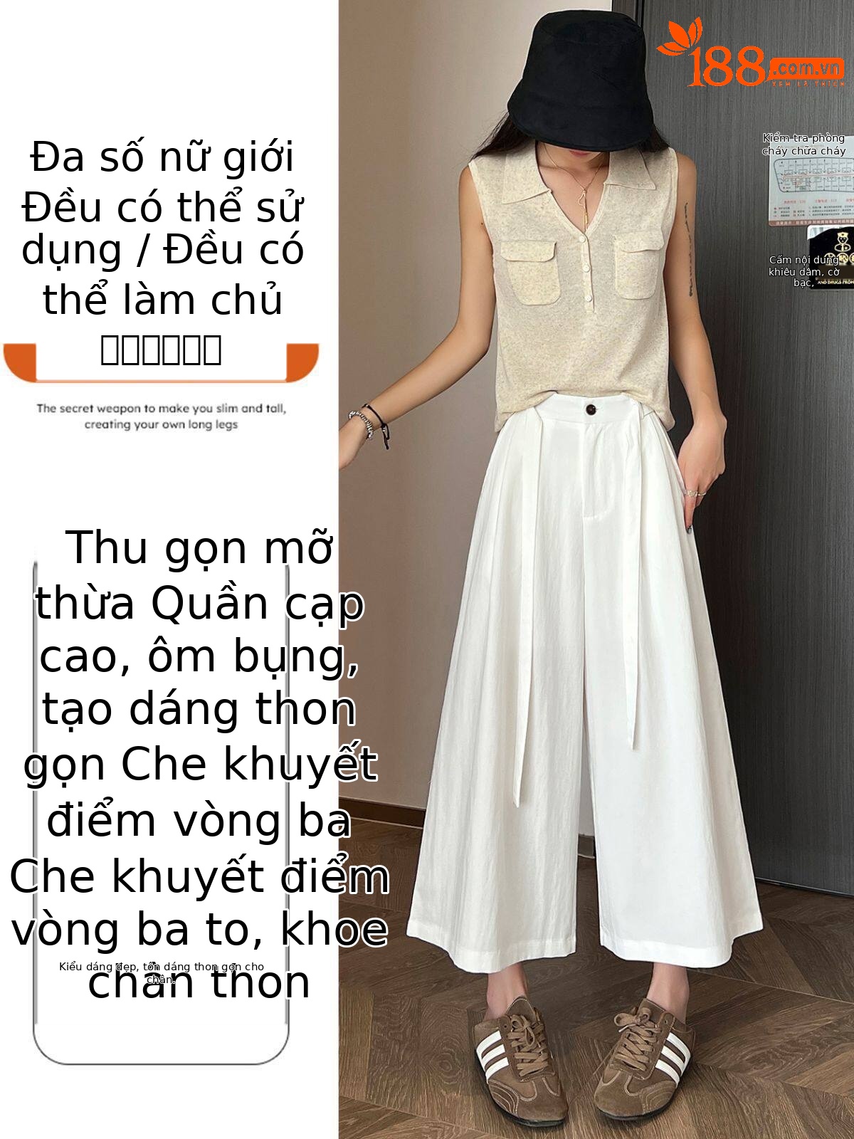 Quần culottes nữ ống rộng cạp cao suông rủ dáng dài 9 phân chất liệu lụa mát mùa hè — màu đen