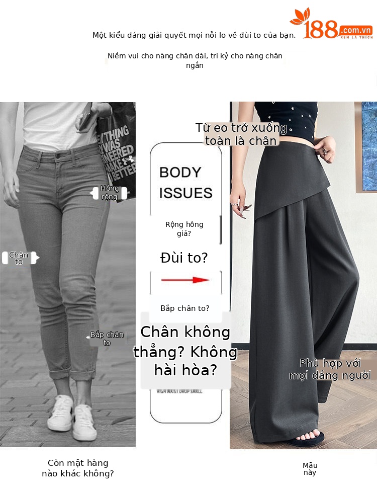 Quần culottes nữ ống rộng phối mảnh giả hai dây, cạp cao tạo dáng thon gọn — Xám kéo dài chi tiết 18