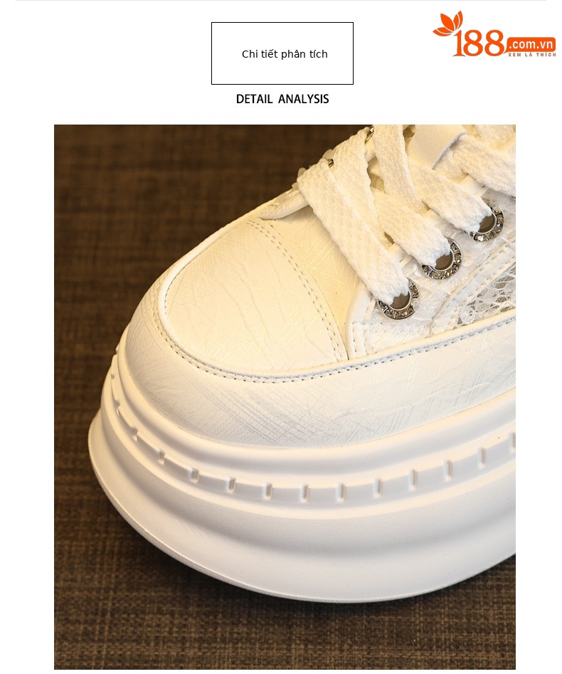 Giày sneaker nữ đế dày tăng chiều cao mũi tròn phong cách bánh mì trắng mùa hè 2026 — màu đen, màu trắng chi tiết 7