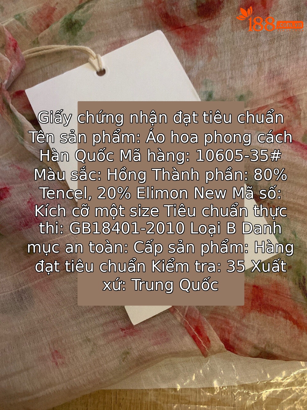 Áo sơ mi nữ cổ V tay phồng họa tiết hoa nhí viền ren — màu hồng chi tiết 19