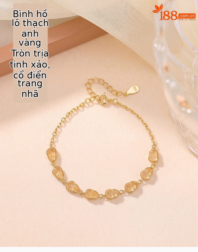 Vòng tay bạc S925 mạ vàng pha lê hồ lô phúc lộc — Một mảnh chi tiết 1