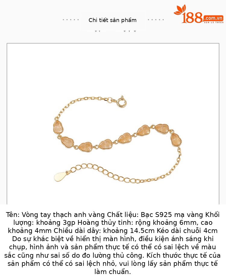 Vòng tay bạc S925 mạ vàng pha lê hồ lô phúc lộc — Một mảnh chi tiết 2