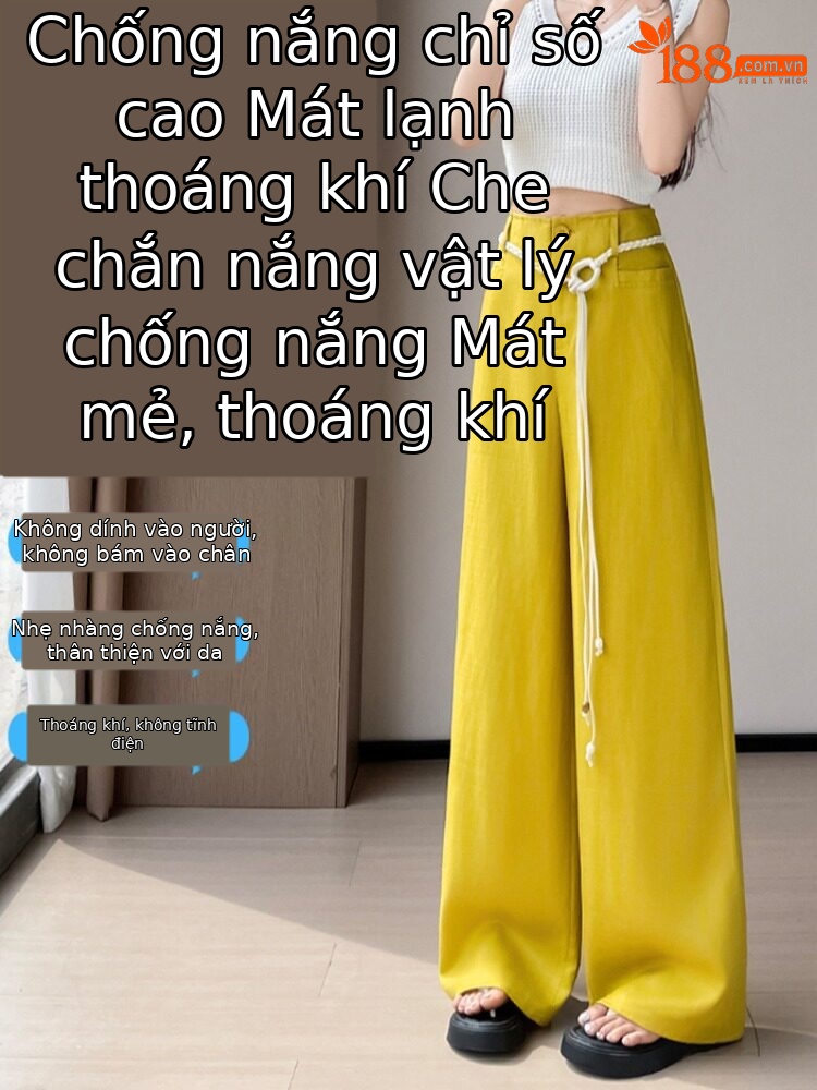 Quần culottes nữ ống rộng cạp cao vải linen phối sợi Tencel mỏng nhẹ mùa hè — Màu đen thông thường
