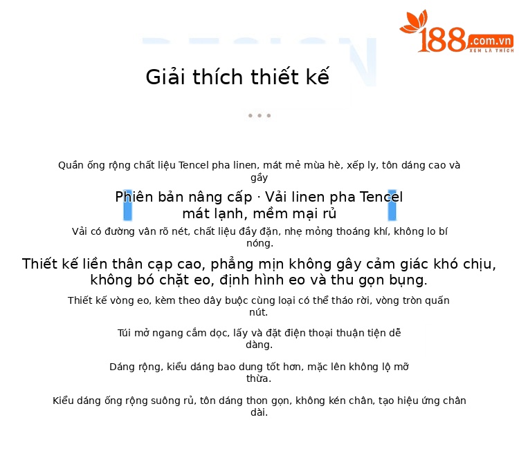 Quần culottes nữ ống rộng cạp cao vải linen phối sợi Tencel mỏng nhẹ mùa hè — Màu đen thông thường chi tiết 2