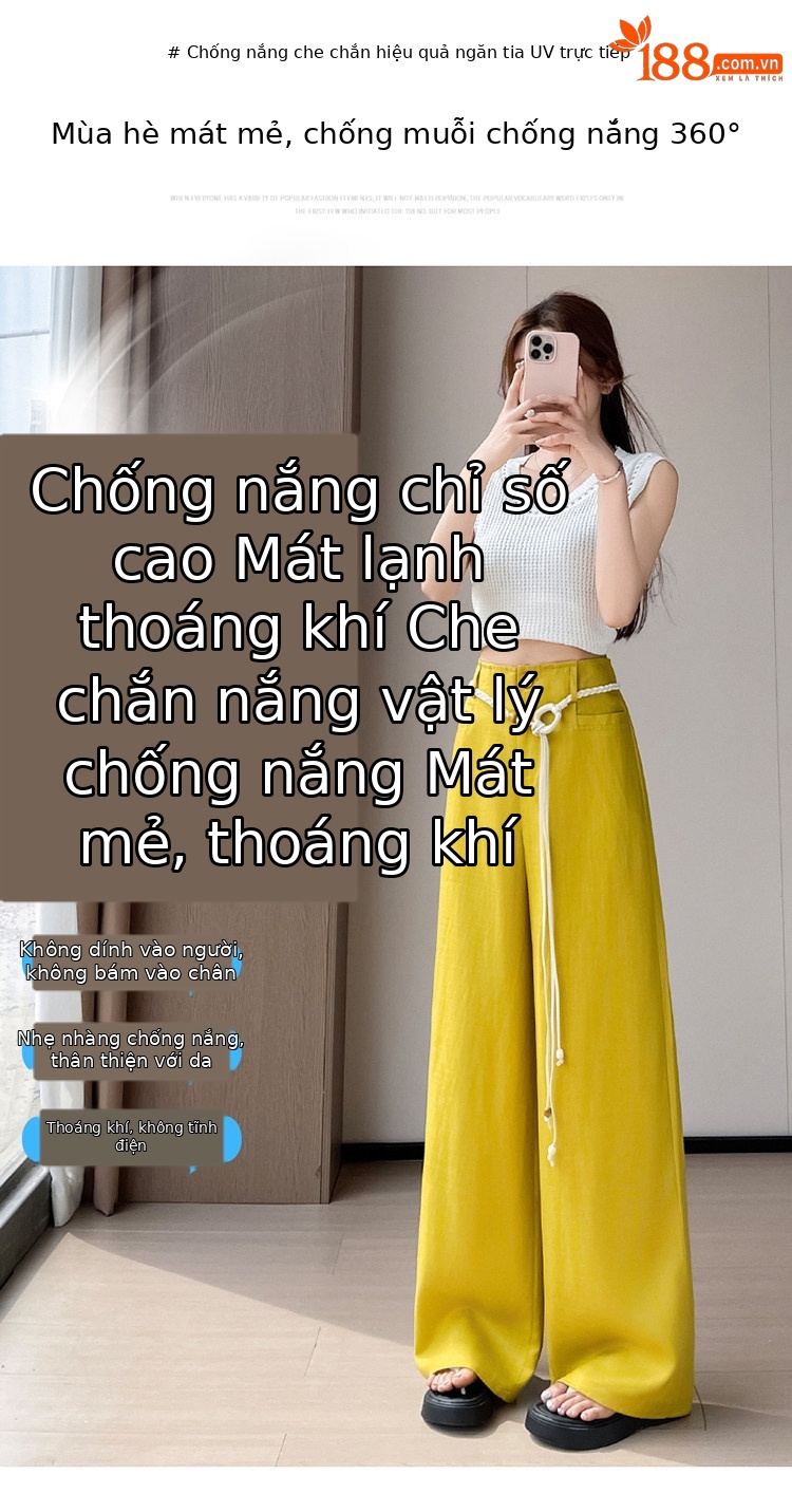 Quần culottes nữ ống rộng cạp cao vải linen phối sợi Tencel mỏng nhẹ mùa hè — Màu đen thông thường chi tiết 26