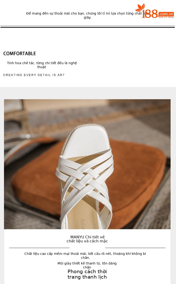 Sandal cao gót nữ hở mũi đế xuồng bện thừng gót 9 cm — màu trắng chi tiết 3