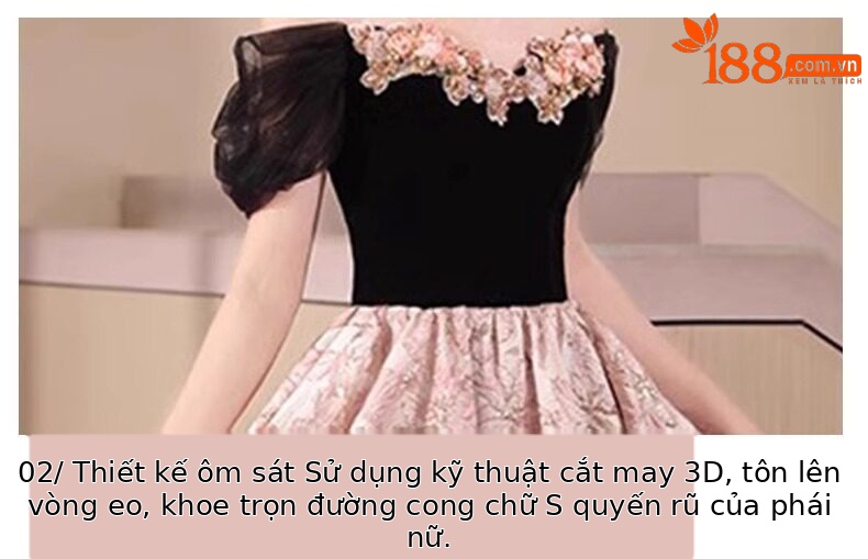 Đầm dạ hội đen cổ yếm dáng ôm đuôi cá kiểu Pháp — Đen, Đỏ rượu chi tiết 10