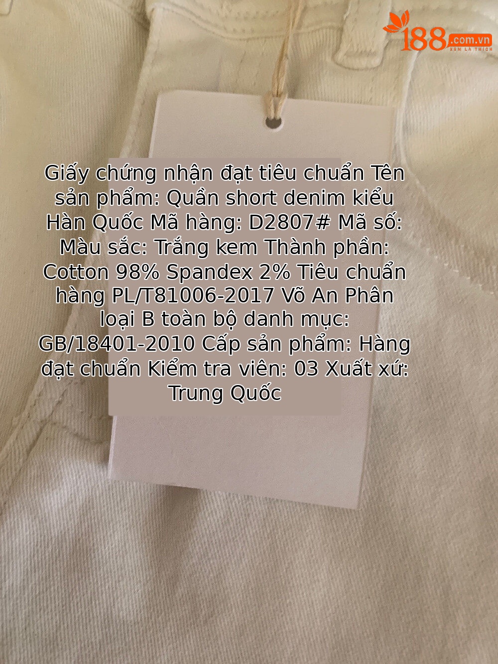 Quần short jean nữ lưng cao thiết kế hai khuy, dáng ôm gọn, phối màu cơ bản — màu đen, trắng ngà, màu kaki chi tiết 19