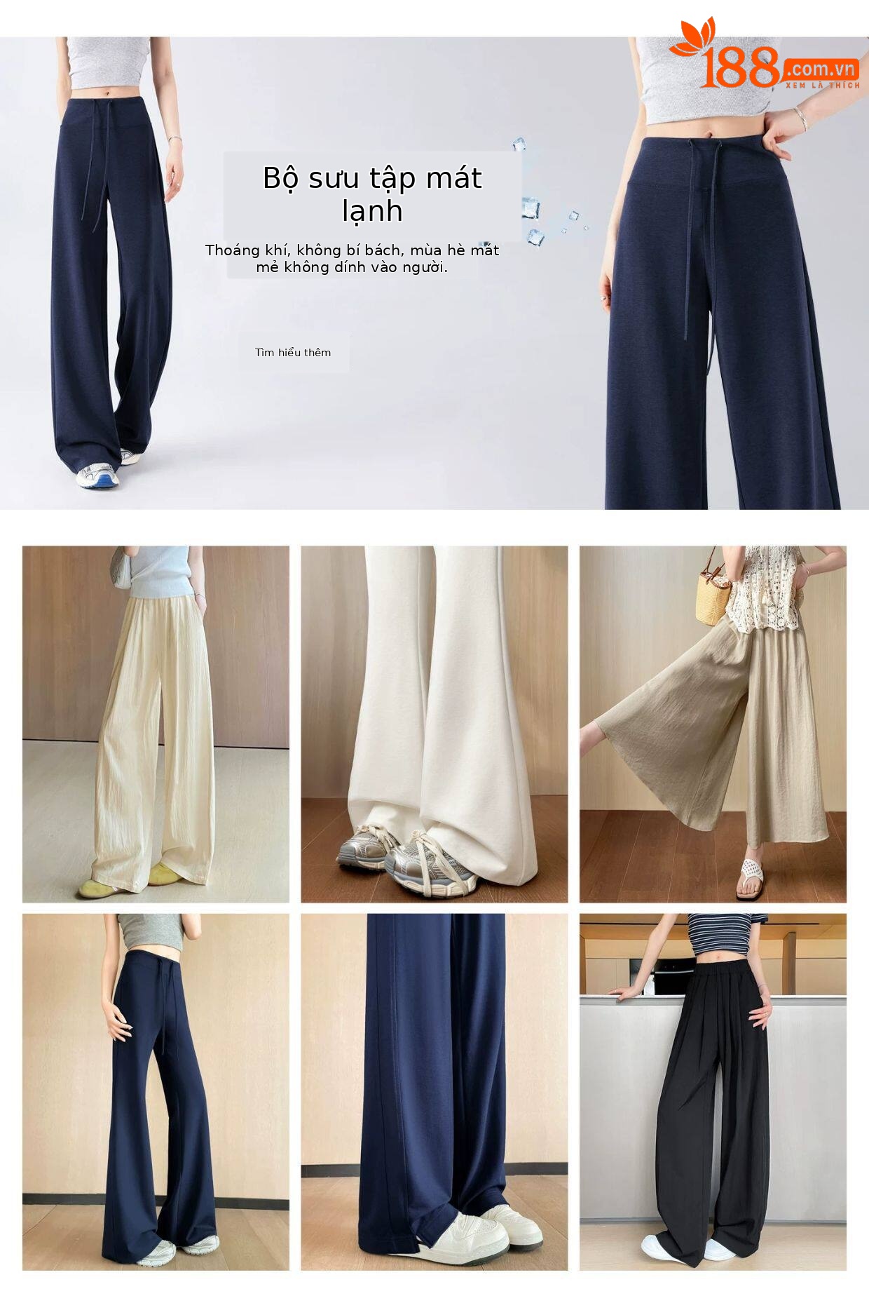 Quần legging yoga nữ cạp cao ống suông chất liệu lụa băng mát mẻ — Màu trắng gạo - Extended chi tiết 1