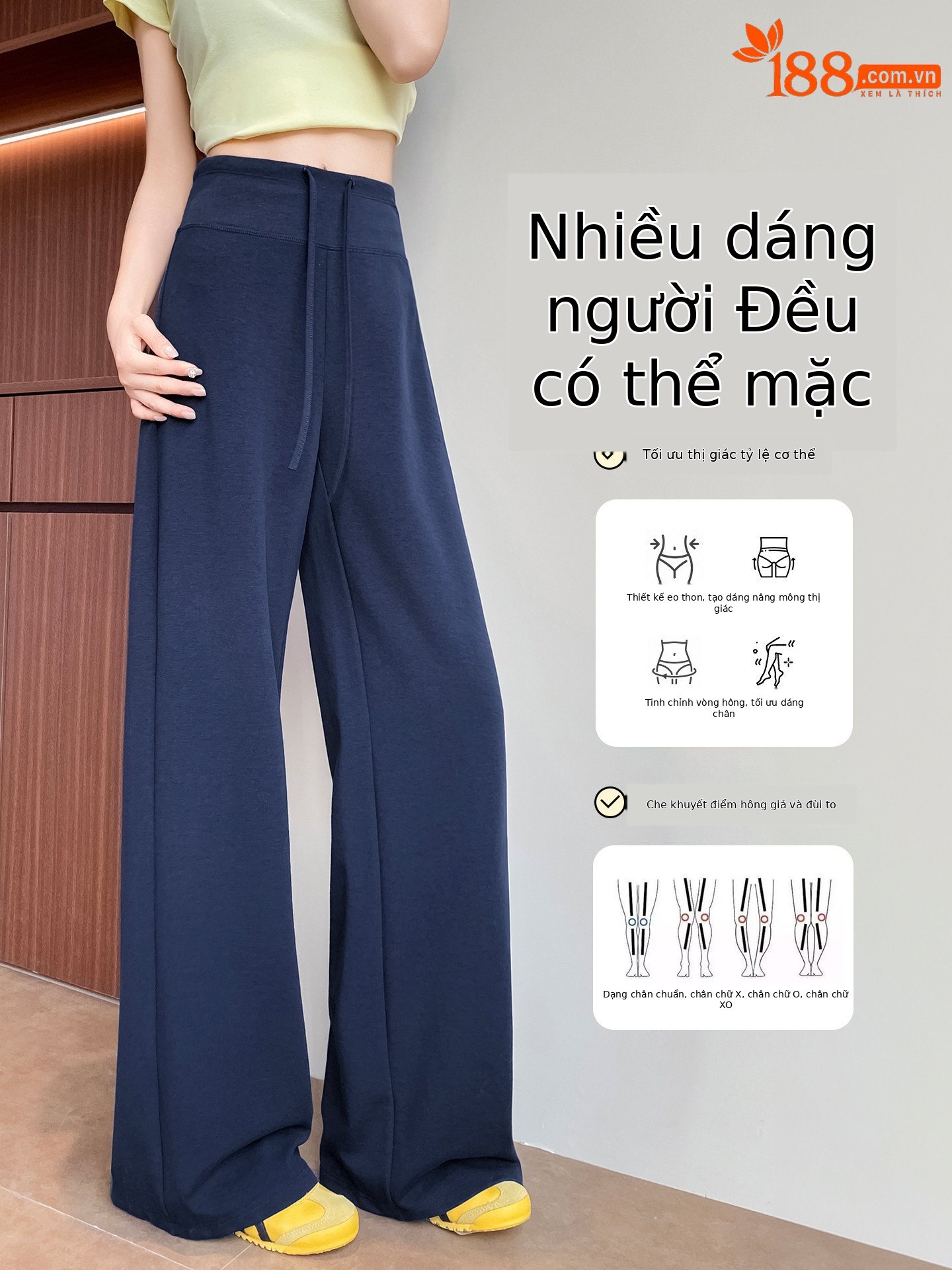 Quần legging yoga nữ cạp cao ống suông chất liệu lụa băng mát mẻ — Màu trắng gạo - Extended