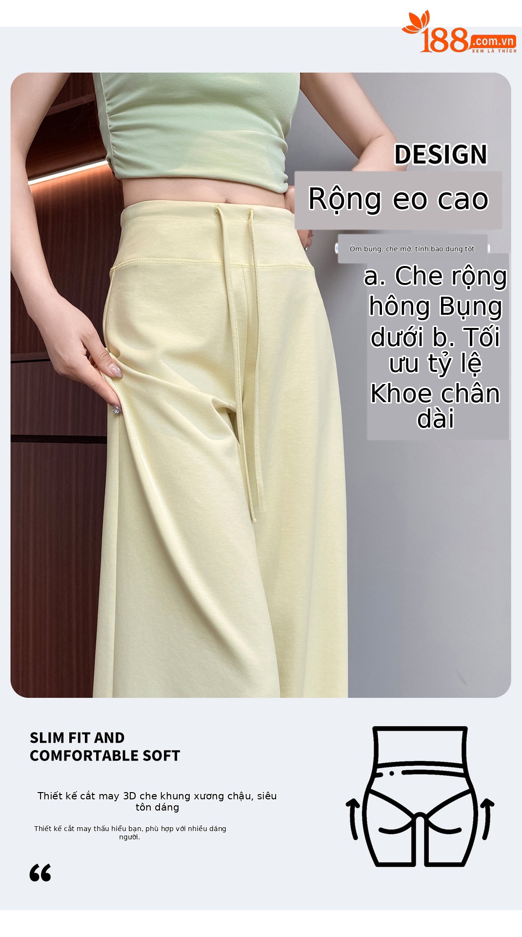 Quần legging yoga nữ cạp cao ống suông chất liệu lụa băng mát mẻ — Màu trắng gạo - Extended chi tiết 3