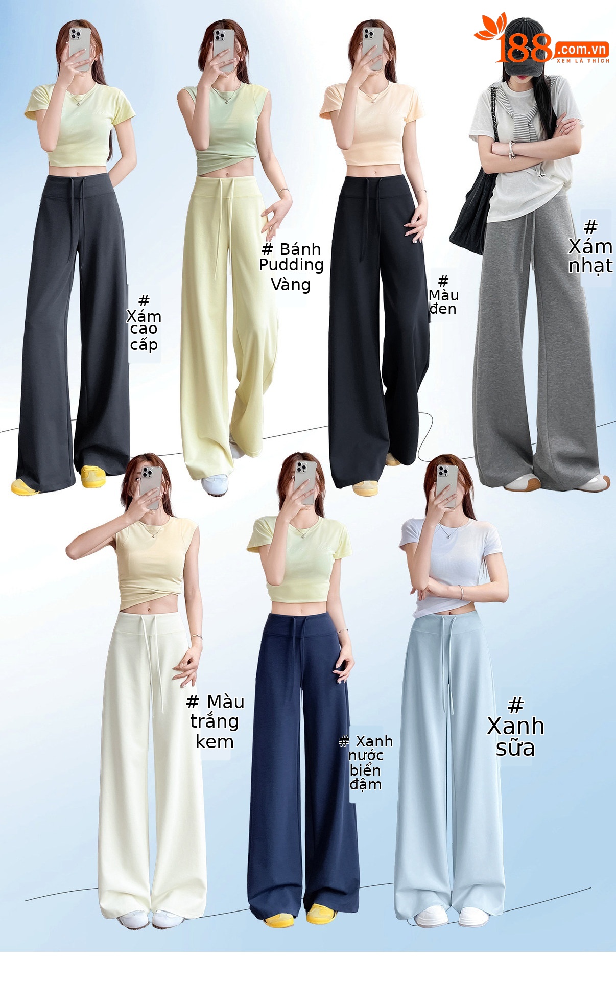 Quần legging yoga nữ cạp cao ống suông chất liệu lụa băng mát mẻ — Màu trắng gạo - Extended chi tiết 7