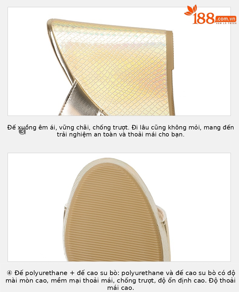 Sandal cao gót nữ hở mũi đế xuồng platform gót 12 cm — màu vàng, bạc chi tiết 3