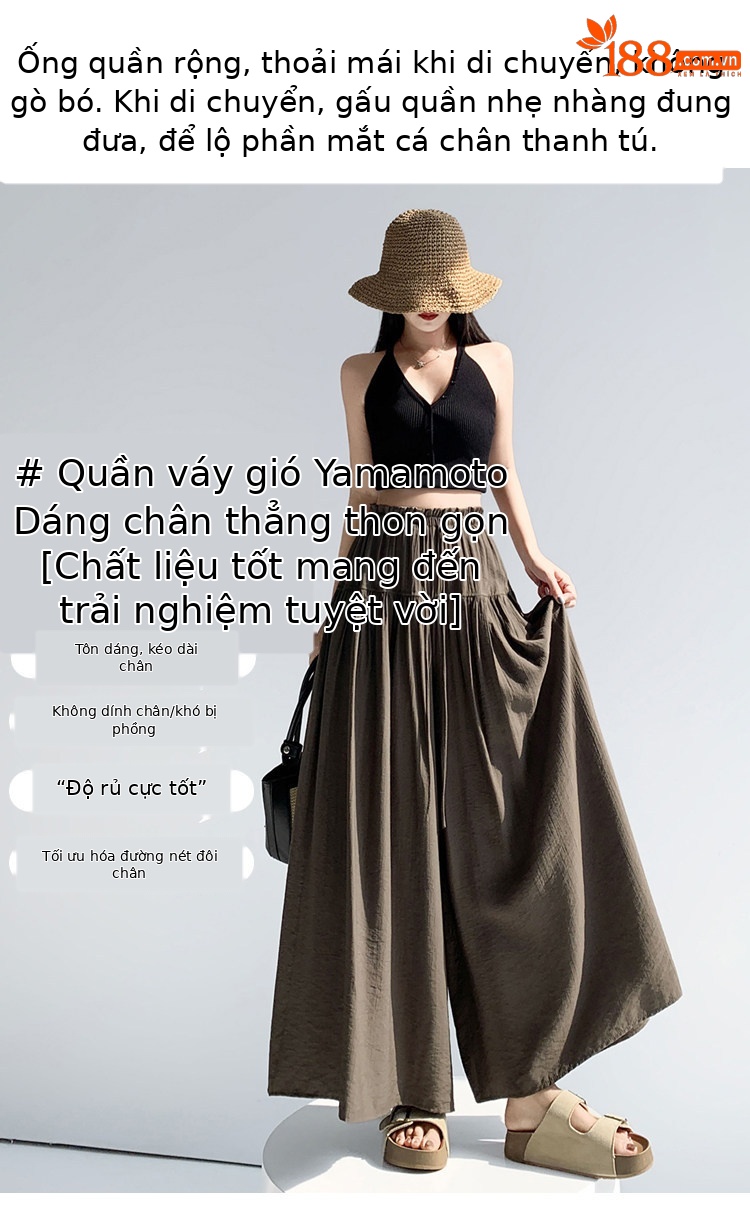 Quần ống rộng nữ cạp cao kiểu Pháp dáng suông rộng — màu đen chi tiết 4