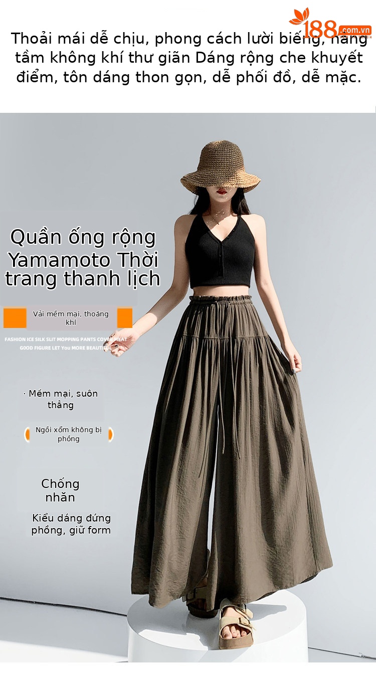 Quần ống rộng nữ cạp cao kiểu Pháp dáng suông rộng — màu đen chi tiết 10