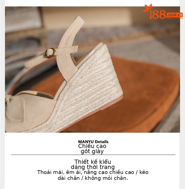 Sandal cao gót nữ hở mũi đế xuồng đan thừng gót 9 cm — Xanh lá cây nhạtcolor chi tiết 5