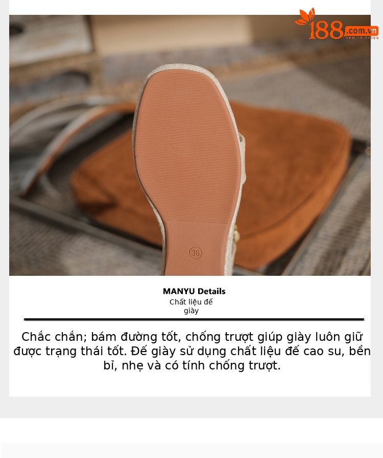 Sandal nữ gót xuồng cao đế dày hở mũi quai đan dây thừng — Xanh lá cây nhạtcolor chi tiết 6