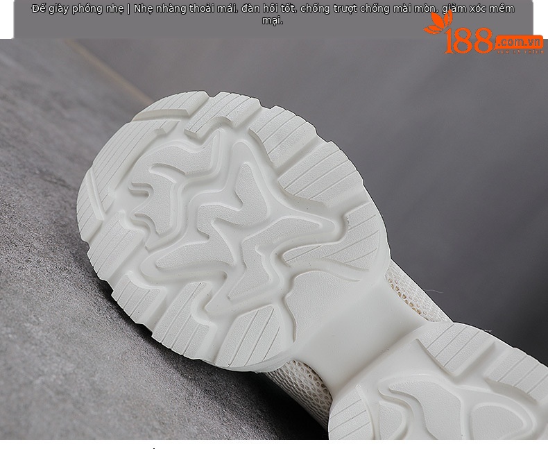 Giày sneaker nữ đế dày phong cách dad sneaker, lưới thoáng khí, da thật tăng chiều cao — Lưới trắng chi tiết 7