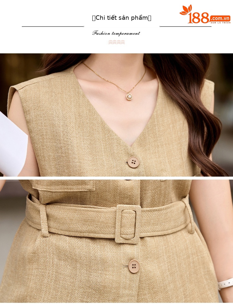 Bộ vest quần ống rộng nữ phối ren dây rút eo 2 món YH6133 — Màu ảnh chi tiết 23