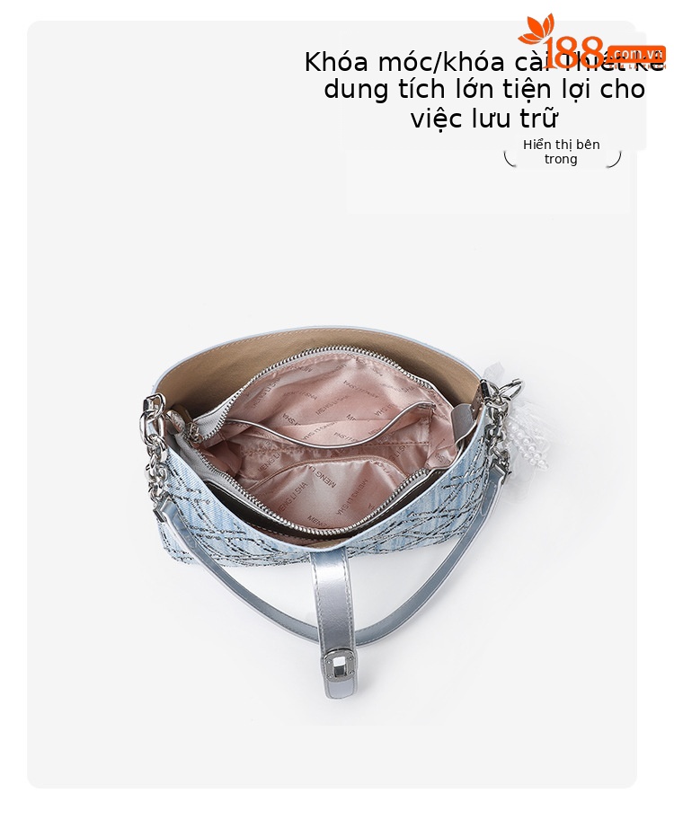 Túi đeo chéo nữ dây xích họa tiết caro cách điệu phong cách Hàn Quốc chi tiết 9