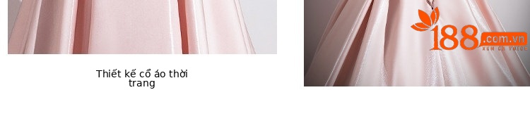 Đầm maxi nữ thắt eo dáng suông tay ngắn cổ vuông chất liệu satin hồng — Màu hồng dáng chạm đất chi tiết 3