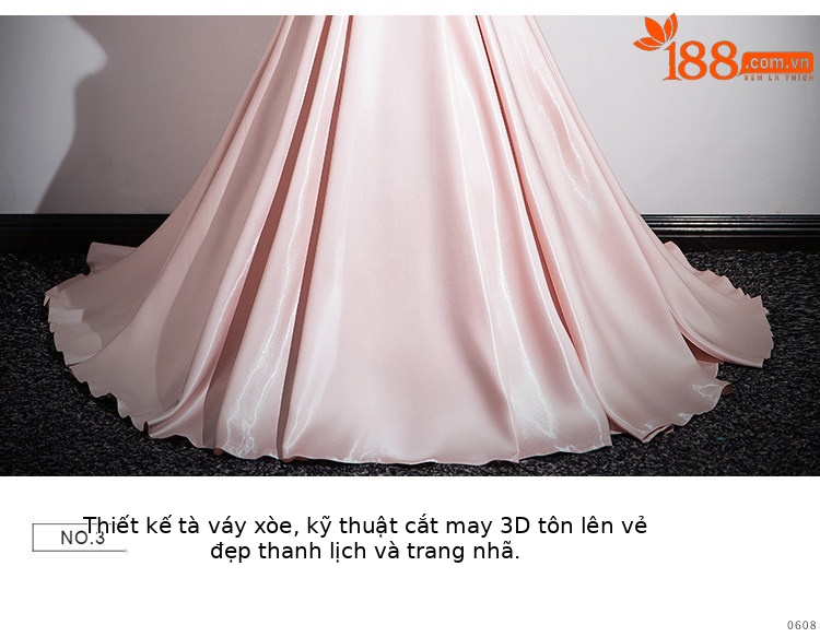Đầm maxi nữ thắt eo dáng suông tay ngắn cổ vuông chất liệu satin hồng — Màu hồng dáng chạm đất chi tiết 5