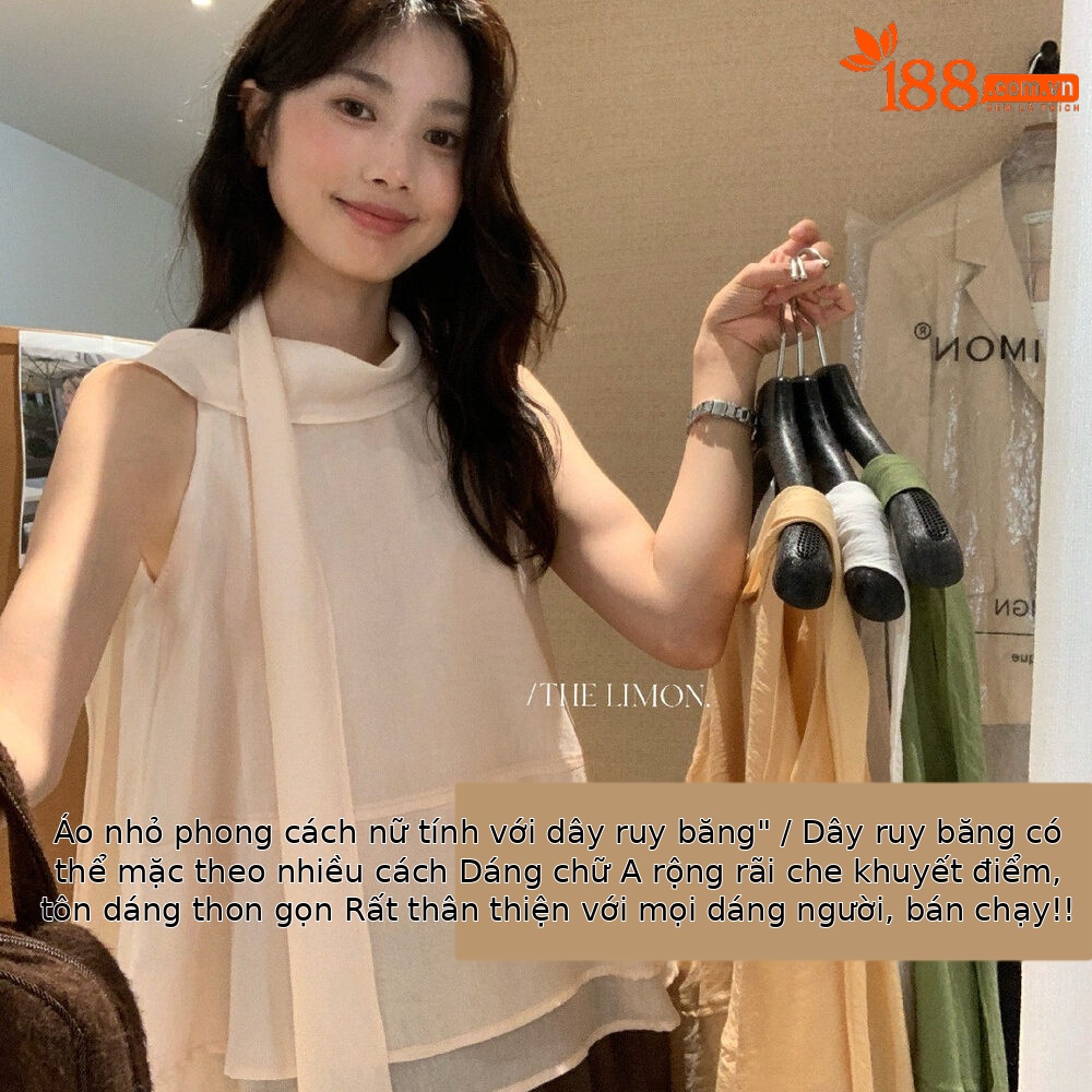 Áo hai dây nữ thiết kế dây rút phối nơ, mặc trước sau đều được, tôn dáng thon gọn — màu hồng, màu cam, màu trắng, xanh lá cây