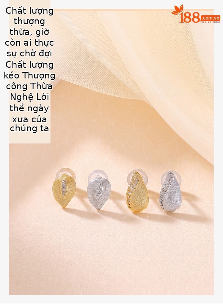 Khuyên tai nữ bạc S925 mạ vàng hình giọt nước mờ — Kiểu dáng 2 màu bạc chi tiết 1