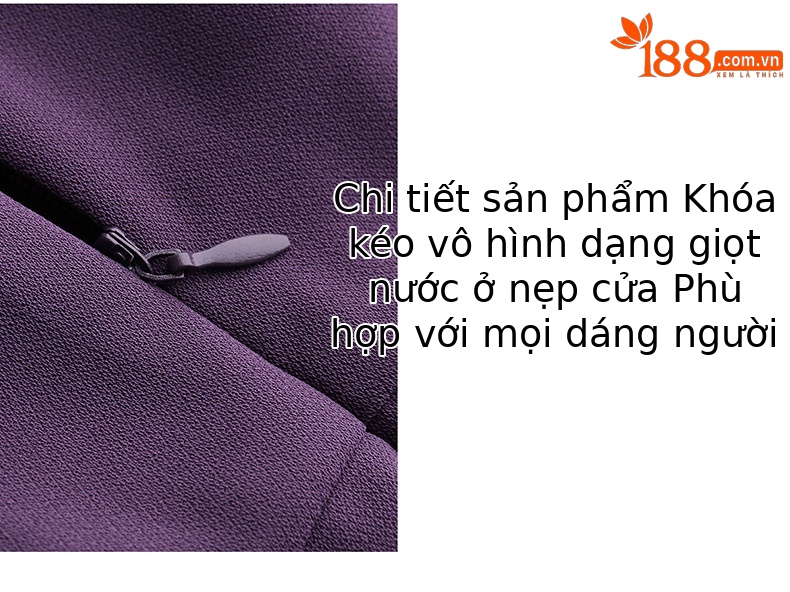 Đầm maxi nữ cổ V phối ren hoa hồng, tay ngắn, thiết kế giả hai lớp, cài khuy vải — tím hoa cà, Xanh lông mòng đen chi tiết 8