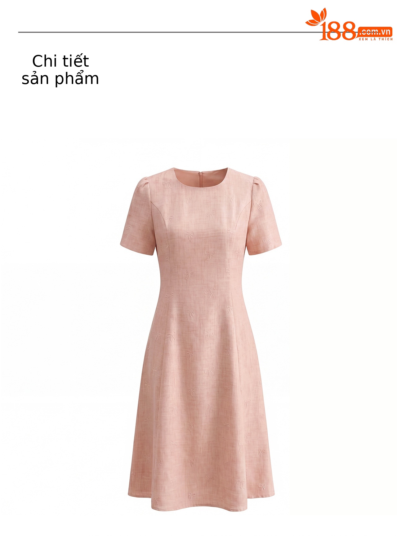 Đầm chữ A nữ cao eo họa tiết jacquard nơ — màu hồng chi tiết 21