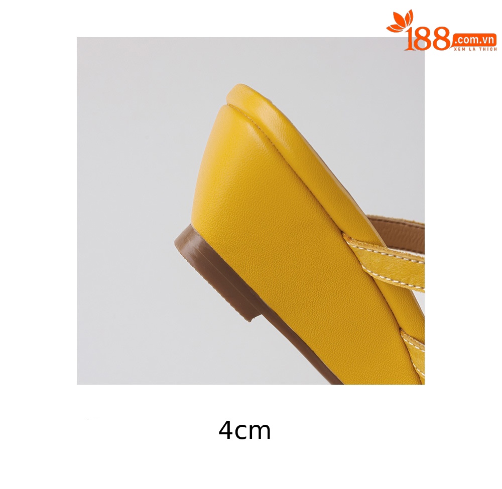 Dép sandal nữ quai chữ V da bò thật, gót thấp 4 cm, hở ngón, phong cách thời trang dạo phố — Hồng nhạt chi tiết 27