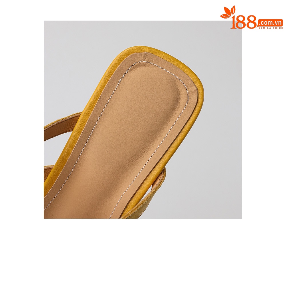Dép sandal nữ quai chữ V da bò thật, gót thấp 4 cm, hở ngón, phong cách thời trang dạo phố — Hồng nhạt chi tiết 29