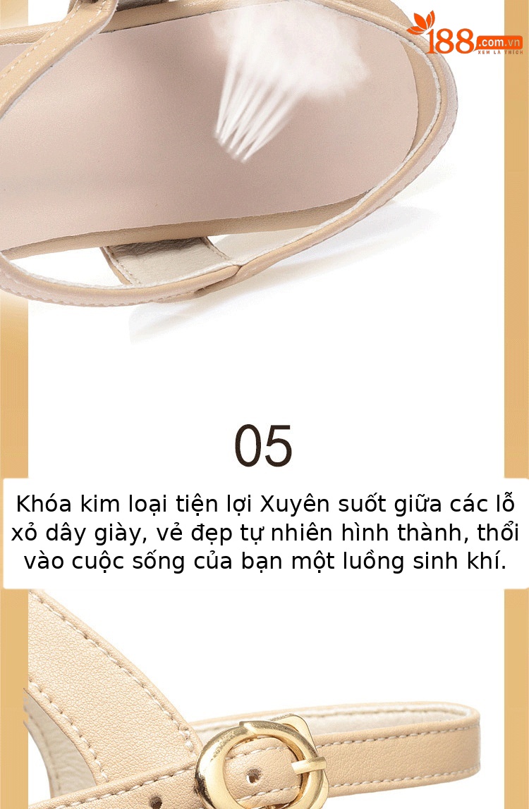 Sandal nữ hở gót mũi nhọn da thật gót thấp đi làm — Mơ【Kiểu hở gót】 chi tiết 8