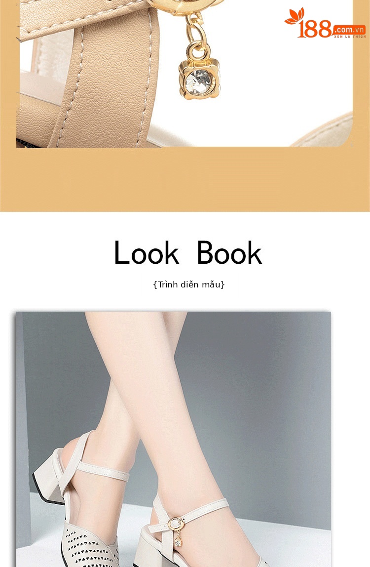 Sandal nữ hở gót mũi nhọn da thật gót thấp đi làm — Mơ【Kiểu hở gót】 chi tiết 9