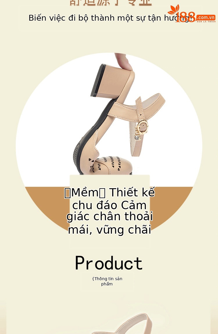 Sandal nữ hở gót mũi nhọn da thật gót thấp đi làm — Mơ【Kiểu hở gót】 chi tiết 3