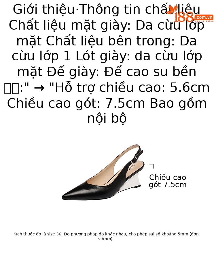 Sandal cao gót nữ mũi nhọn quai hậu đế xuồng gót 7.5 cm — Hồng nhạt 7.5cm, Hồng nhạt 3.5cm, Trắng kem 7.5cm, Đen 3.5cm chi tiết 2