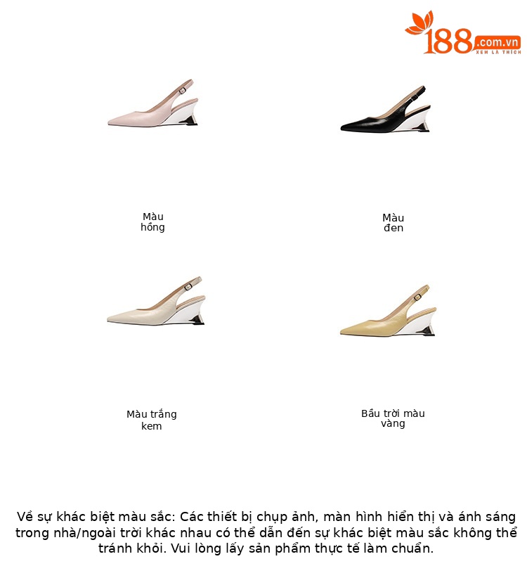 Sandal cao gót nữ mũi nhọn quai hậu đế xuồng gót 7.5 cm — Hồng nhạt 7.5cm, Hồng nhạt 3.5cm, Trắng kem 7.5cm, Đen 3.5cm chi tiết 3