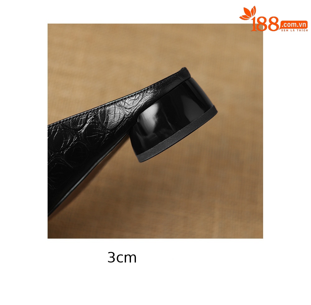 Sandal nữ quai chữ V mũi kín phong cách vintage gót thấp — đen chi tiết 24