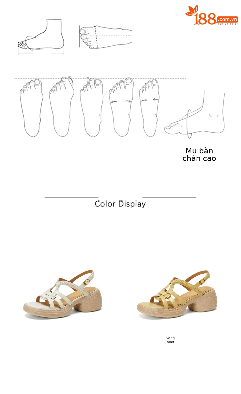 Sandal nữ hở mũi gót vuông đế dày 6 cm phong cách dệt — màu trắng ngà chi tiết 5