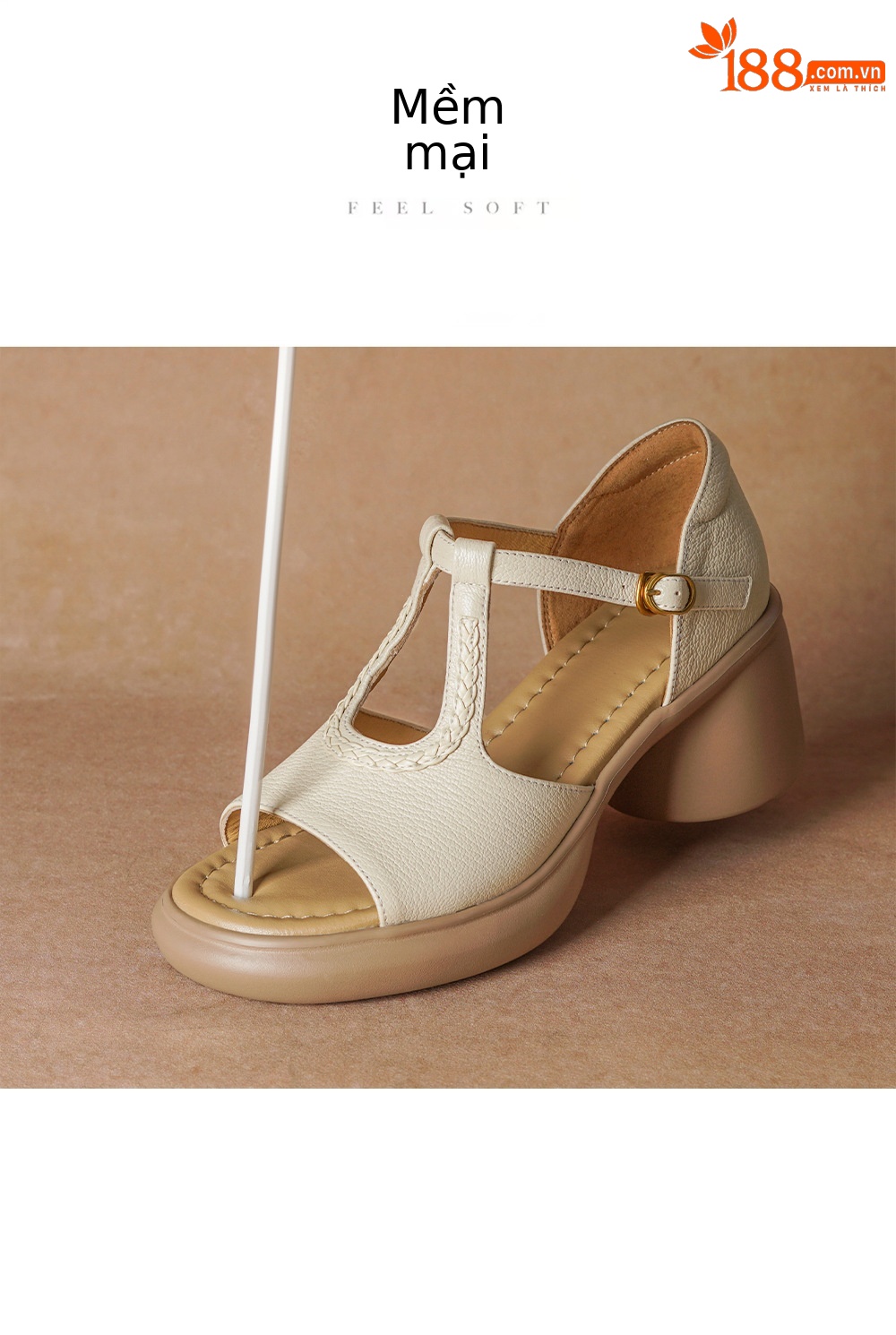 Sandal cao gót nữ quai ngang da cừu gót dày 7 cm, kiểu dáng thời trang — đen chi tiết 2