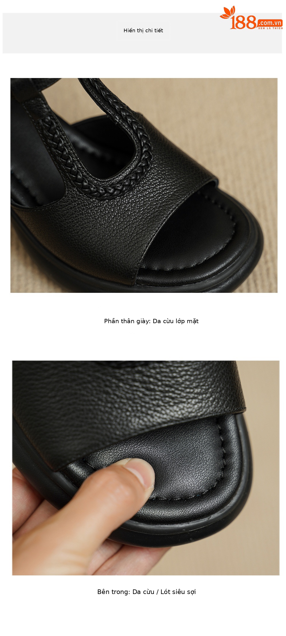 Sandal cao gót nữ quai ngang da cừu gót dày 7 cm, kiểu dáng thời trang — đen chi tiết 15