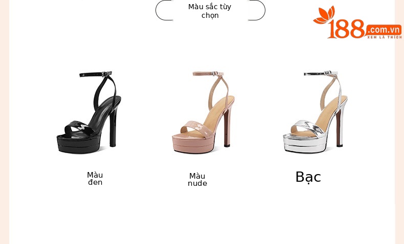 Sandal nữ cao gót 13 cm hở mũi quai ngang da thật đế xuồng — đen chi tiết 1