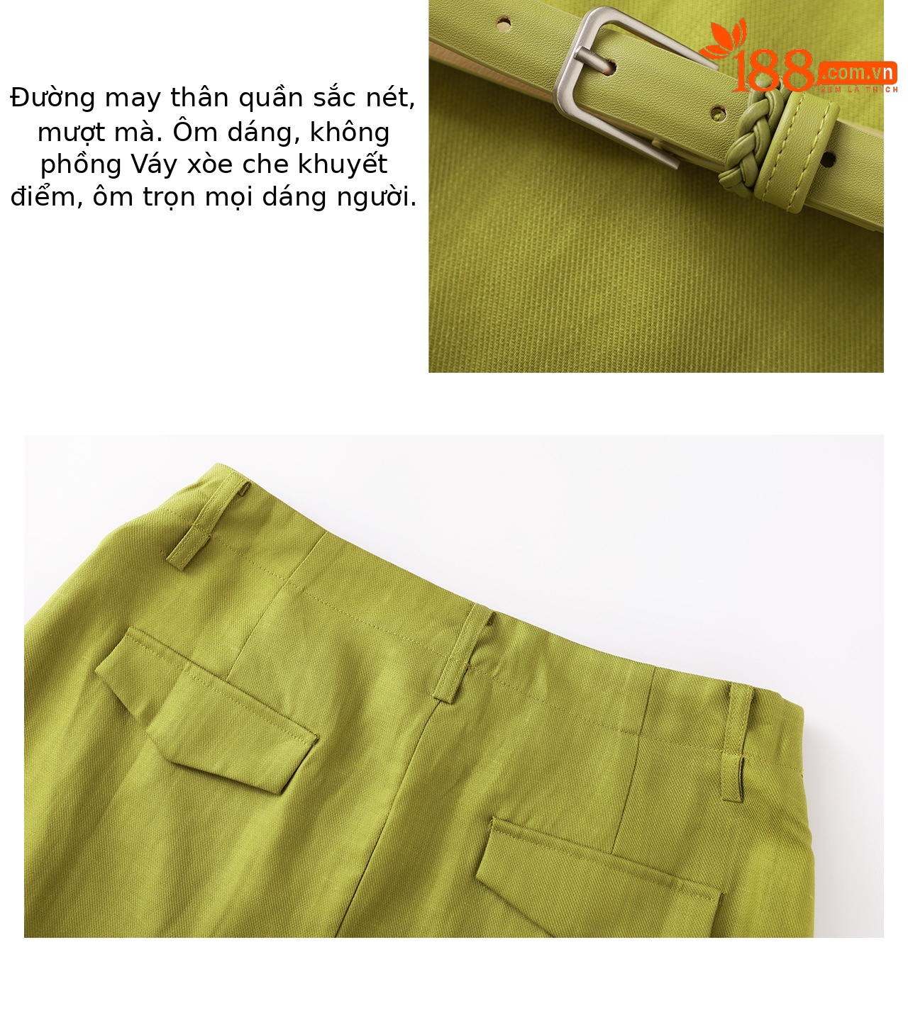 Chân váy xếp ly nữ xòe chất liệu tencel linen thoáng mát — Màu gai dầu thô chi tiết 8