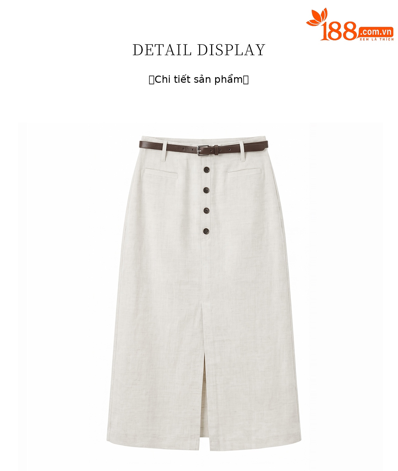 Chân váy xếp ly nữ xòe chất liệu tencel linen thoáng mát — Màu gai dầu thô chi tiết 21