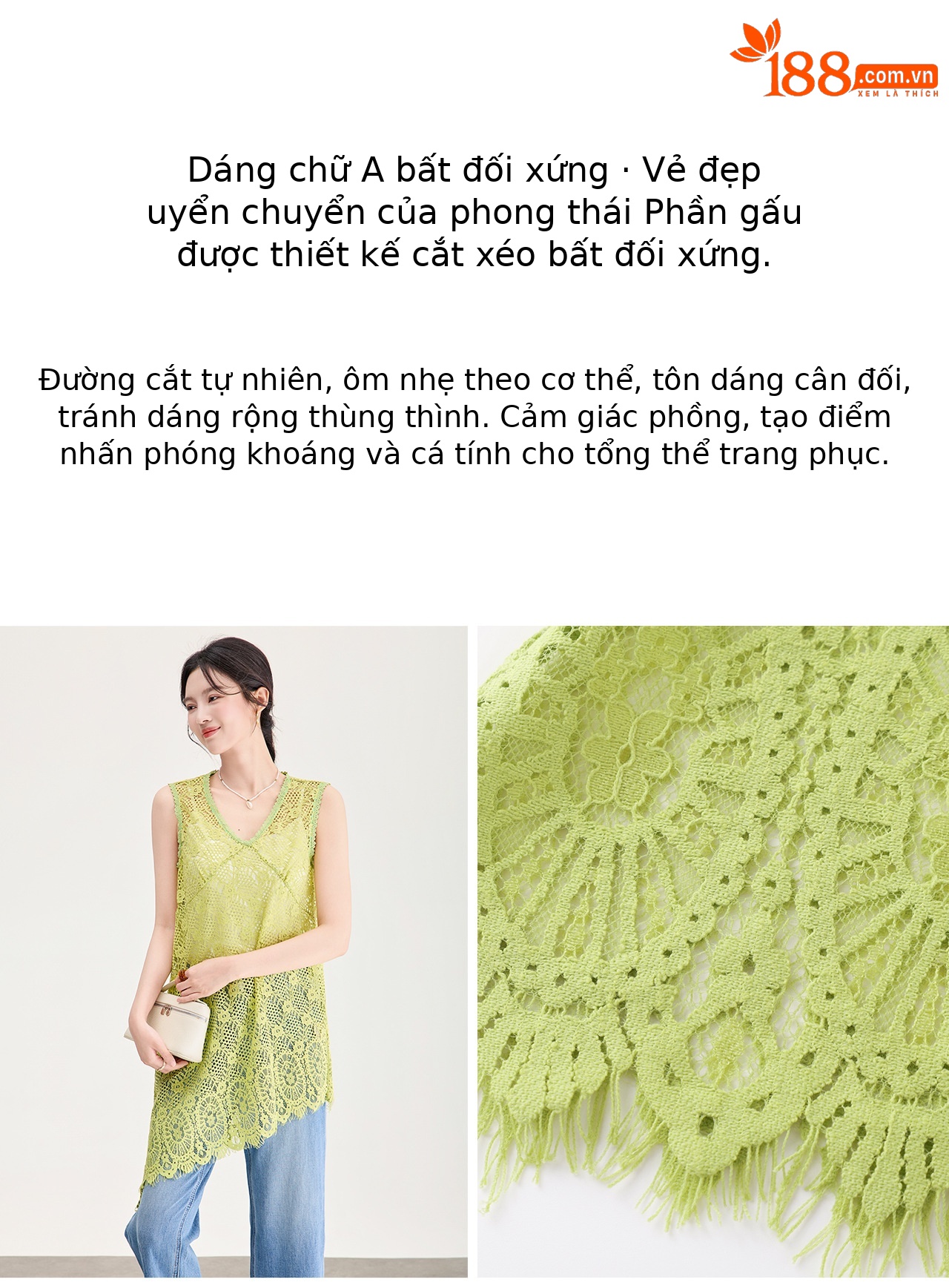 Áo hai dây ren nữ dáng rộng không tay, thiết kế họa tiết rỗng thoáng mát — màu trắng chi tiết 8