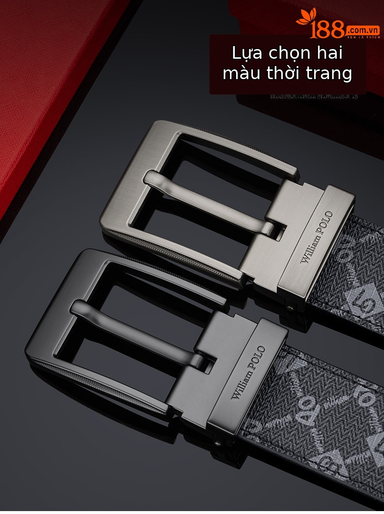 Thắt lưng da nam cao cấp khóa kim in họa tiết thời trang — 120cm, 130cm, 110cm, 125cm chi tiết 4